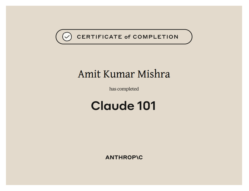 Claude 101 Certificate - Anthropic